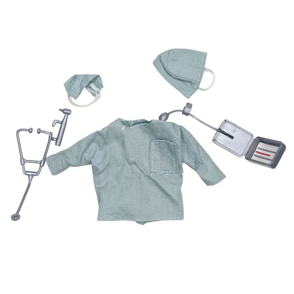 Vintage Ken Doll Doctor Surgeon Outfit Clothing Scrubs Green Stethoscope Mask